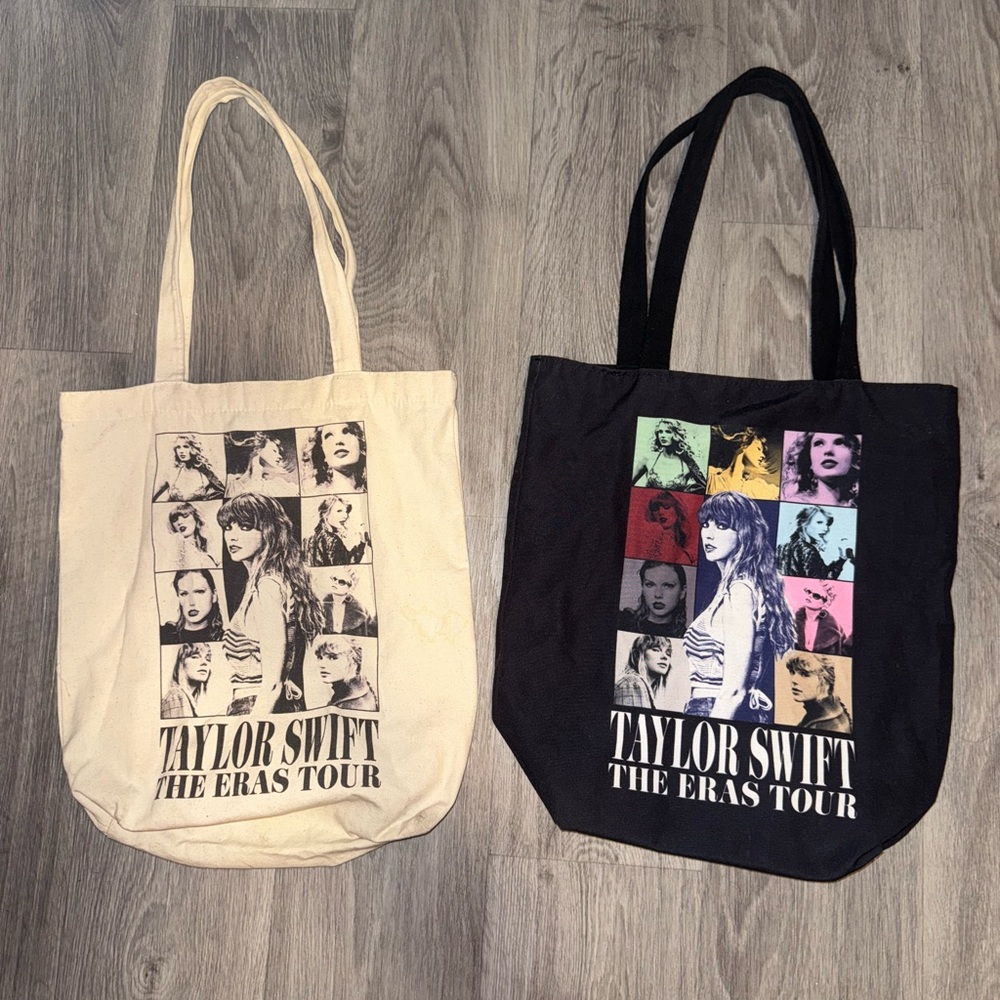 Taylor Swift The Eras Tour Tote Bags - Black and Cream